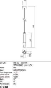 REDO 01-1994 TYCON Hengeres Függesztett Lámpa LED IP20
