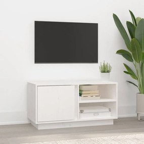 Fehér tömör fenyőfa tv-szekrény 80 x 35 x 40,5 cm