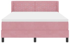 Rózsaszín Boxspring Ágy Matraccal 160x200 cm Bársony