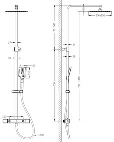 BATH DELUXE 31-120-08-60-00 - NAESBY króm termosztátos zuhanyszett