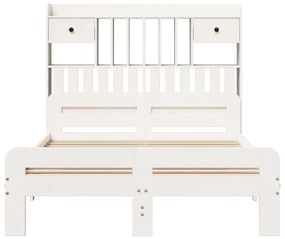fehér tömör fenyőfa könyvespolcos ágy matrac nélkül 135x190 cm