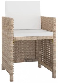 11 részes bézs polyrattan kültéri étkezőszett párnákkal