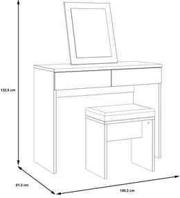 Toalettasztal ERO + puff barna/fekete
