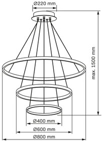 LED Csillár zsinóron LEA LED/60W/230V 4000K átm. 80 cm arany