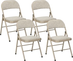 HOMCOM 4 db-os összecsukható szék készlet, hordozható étkezőszékek, benti összecsukható szék, lenvászon párnával és acélkerettel, 45 x 46 x 78 cm, béz