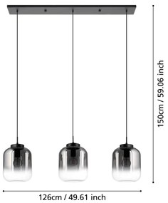 Eglo 390104 - Csillár zsinóron BULCIAGO 3xE27/40W/230V füstös