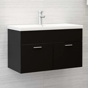 Fekete szerelt fa mosdószekrény 80 x 38,5 x 46 cm