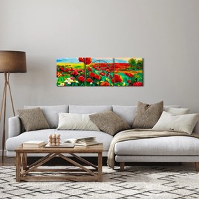Kép egy mező mákkal (órával) (90x30 cm)