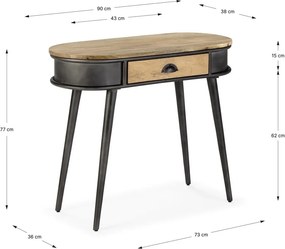 Fekete-natúr színű konzolasztal 38x90 cm Delhi – MOME