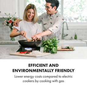 Klarstein Goldflame Domino, gázfőzőlap, 2 sárgaréz égőfej, üvegkerámia