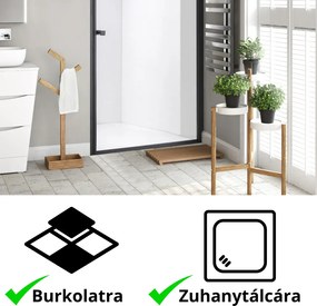 Stuxi Bari Black 100 cm széles egyszárnyú nyíló zuhanyajtó, 6 mm vízlepergető üveggel, matt fekete profillal, 195 cm magas