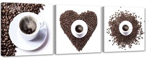 Gario Vászonképek készlet Kávészív - 3 részes Méret: 90 x 30 cm