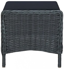 sötétszürke dönthető polyrattan kerti szék lábzsámollyal