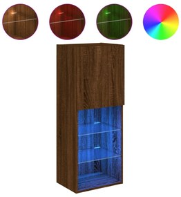 barna tölgyszínű TV-szekrény LED lámpákkal 40,5 x 30 x 102 cm