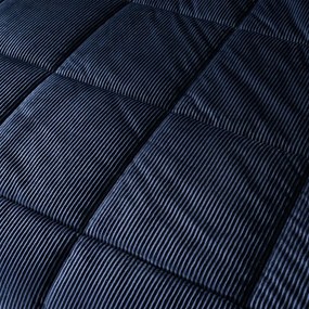 Sötétkék mikroplüss steppelt ágytakaró franciaágyra 200x220 cm Cosy Cord – Catherine Lansfield