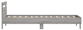 szürke sonoma színű szövet ágykeret fiókokkal 75x190 cm