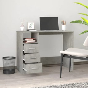 betonszürke szerelt fa íróasztal fiókokkal 102x50x76 cm