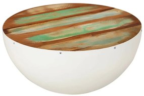 Tál alakú fehér újrahasznosított fa dohányzóasztal Ø50x24 cm
