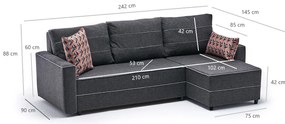 Sarokkanapé Emilie (antracit) (J). Akció -22%. 1088020