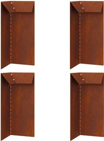 vidaXL Csiga kerítés 4 pcs Rozsdás 10 x 10 x 25 cm Időjárásálló acél