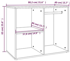 betonszürke szerelt fa pipereszekrény 80 x 40 x 65 cm