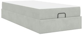 Ágykeret matracmal tárolóval Világosszürke 80 x 200 cm Bársony