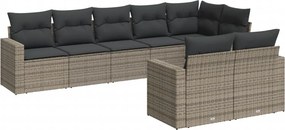 vidaXL 8 részes szürke polyrattan kerti ülőgarnitúra párnákkal