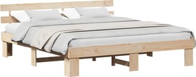 vidaXL Ágykeret fejtámlával Természetes 200 x 200 cm Tömör fenyőfa