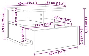 Lebegő éjjeliszekrény 2 pcs Musta tammi 40 x 31 x 27 cm Faanyag