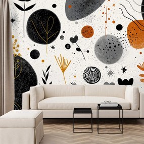 Fotótapéta - Design absztrakció körökkel és levelekkel (147x102 cm)