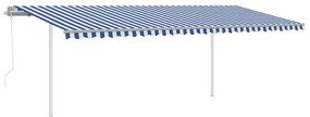 kék/fehér automata szélérzékelős és LED-es napellenző 6 x 3 m
