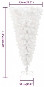fehér fordított műkarácsonyfa állvánnyal 120 cm