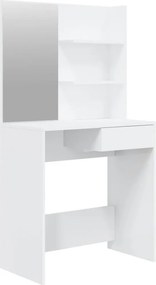 vidaXL magasfényű fehér fésülködőasztal tükörrel 74,5 x 40 x 141 cm