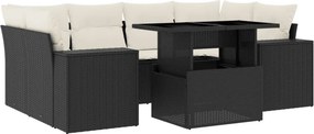 vidaXL 7 részes fekete polyrattan kerti ülőgarnitúra párnával