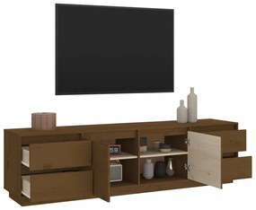 mézbarna tömör fenyőfa TV-szekrény 176x37x47,5 cm