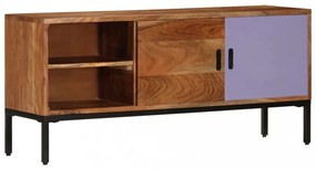 mézbarna és szürke tömör akácfa TV-szekrény 110 x 30 x 50 cm