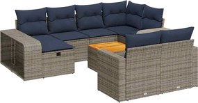 vidaXL 11 részes szürke polyrattan kerti ülőgarnitúra párnákkal