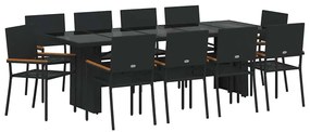Kert étkező szett 11 pcs Fekete Poli rattan