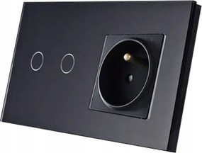 Dupla Érintőkapcsoló 2K Aljzattal Üveg Kapcsoló