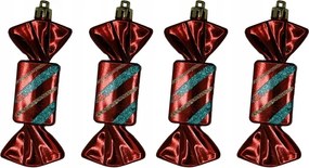 Karácsonyfa gömbök cukorka bordó-szeledin csíkos 4 cm 4 db