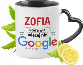 Zsófinak Fekete Bögre Szív Alakú Füllel Ajándék Nyomtatott