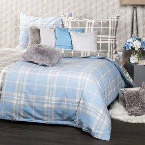 4Home Kék kocka flanel ágynemű, 160 x 200 cm, 70 x 80 cm