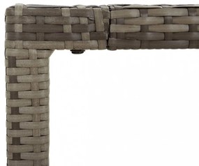 szürke polyrattan üveglapos kerti asztal 90 x 90 x 75 cm