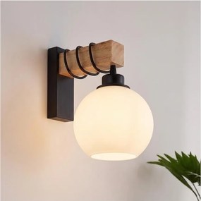 Brilagi - Fali lámpa WOOD GLASS 1xE27/60W/230V fenyő/fekete/fehér