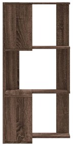 3 szintes barna tölgy szerelt fa sarok könyvespolc 50x50x102 cm