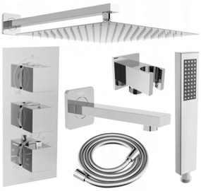 Mexen Cube DR02 beépíthetó kád-zuhany készlet fejzuhannyal 30 cm, Króm - 77503DR0230-00