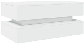 Fehér dohányzóasztal LED-lámpákkal 90x50x40 cm