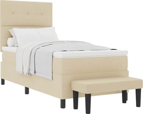 vidaXL Boxrugós ágy matracmal fejtámlával Krém 80 x 200 cm szövet
