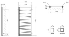 Sapho - Fürdőszobai radiátor ZIG 490W/230V 50x133 cm fehér