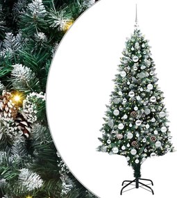 vidaXL Mű karácsonyfa 300 LED-del Zöld 180 cm PVC és Acél és Műanyag